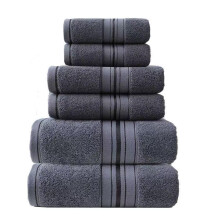 6 Piece Cotton Bath Towel Set Dark Gray, Ultra Soft Absorbent Quick Drying Towels for Bathroom, Hotel and Gym Use