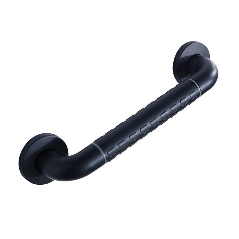 Matte Black Bathroom Grab Bar with Concealed Mount and NonSlip Grip, Stainless Steel Core, 58CM