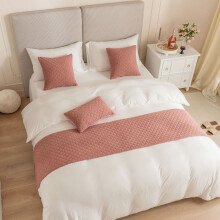 Pink King Size Bed Runner Quilted Diamond Fleece Throw Blanket Hotel Style Soft Bedroom Decor