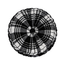 Black Velvet Round Throw Pillow 13.7in Plaid Pleated Pumpkin Decorative Cushion for Sofa Bed Chair