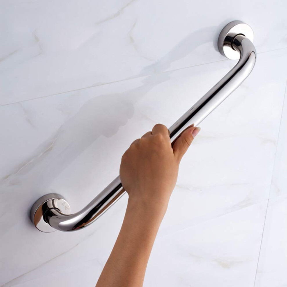 Black Bathroom Grab Bar With Nonslip Safety Grip, Wall Mounted Stainless Steel Handrail For Elderly, 53Cm