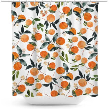 Waterproof Polyester Shower Curtain with Peach and Citrus Fruit Design, Easy Clean Fabric 150x180cm for Bathtub