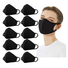 Black Reusable Cotton Face Mask Pack, Breathable Washable Unisex Design with Comfortable Ear Loops