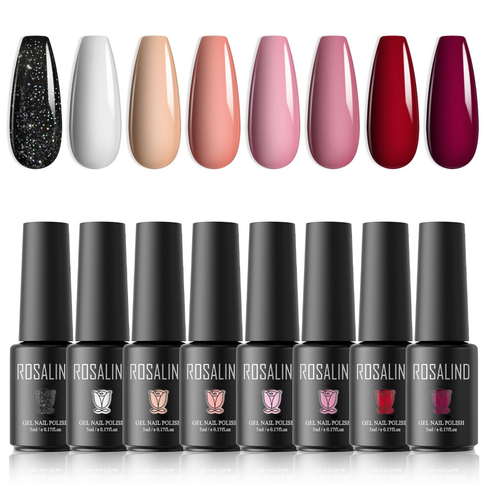 Pink,Red Gel Nail Polish Set With 8 Burgundy Red Pink Shades, Longlasting Led Curing Allseason Manicure
