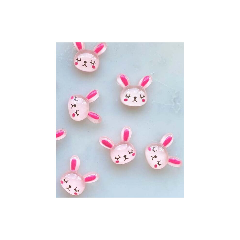 50pcs Rabbit Resin Nail Charms Kawaii Bunny Nail Art Decorations 17mm Bulk Pack for DIY Nails