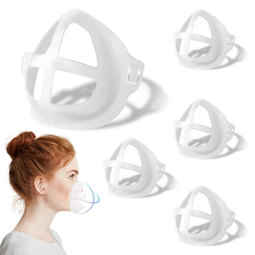Mask Bracket 5 Pack Clear Reusable 3D Mask Inner Support Frame for Easy Breathing and Makeup Protection