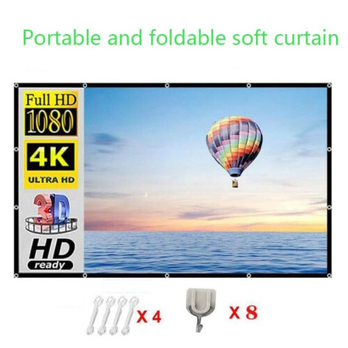 100 Inch Outdoor Movie Projector Screen, Foldable AntiCrease Projection Surface for Home Backyard Theater 1