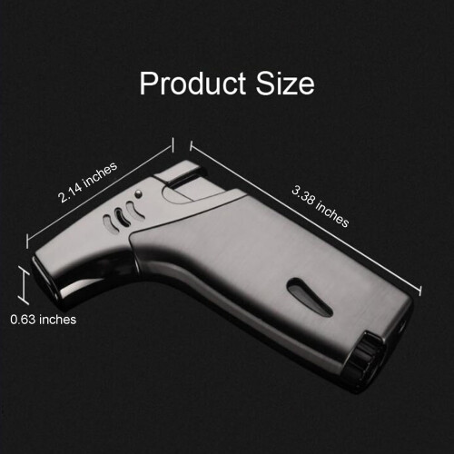 Windproof Butane Torch Lighter with Adjustable Jet Flame Metal Design, Matte Black Gift 1