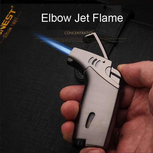 Windproof Butane Torch Lighter with Adjustable Jet Flame Metal Design, Matte Black Gift 2