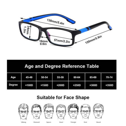 Blue Light Blocking Reading Glasses 3.5x for Women Men, Ultralight TR Frame Computer Readers 2