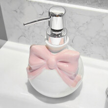 Elegant Pink Ceramic Soap Dispenser 12oz 350ml Refillable Lotion Bottle with Rustproof Pump for Bathroom and Kitchen