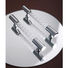 Modern Acrylic Drawer Pulls 3.78 inch Hole Centers Clear T Bar Knobs with Durable Brass Base for Bathroom and Dresser