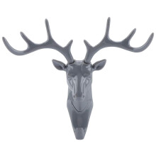 Gray Deer Antler Wall Hook NoDrill Installation 3D Design MultiPurpose Coat Rack for Home Decor
