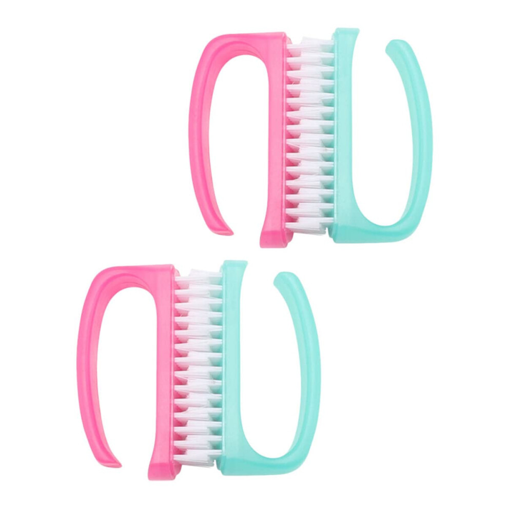4Pcs Nail Cleaning Brush Set with Ergonomic Bent Handle and Gentle Bristles for Manicure Pedicure