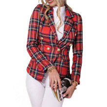 Veste de Travail Slim à Manches Longues et Boutons pour Femme, Style Décontracté, avec Poches, Collection 2025 Rouge XXL