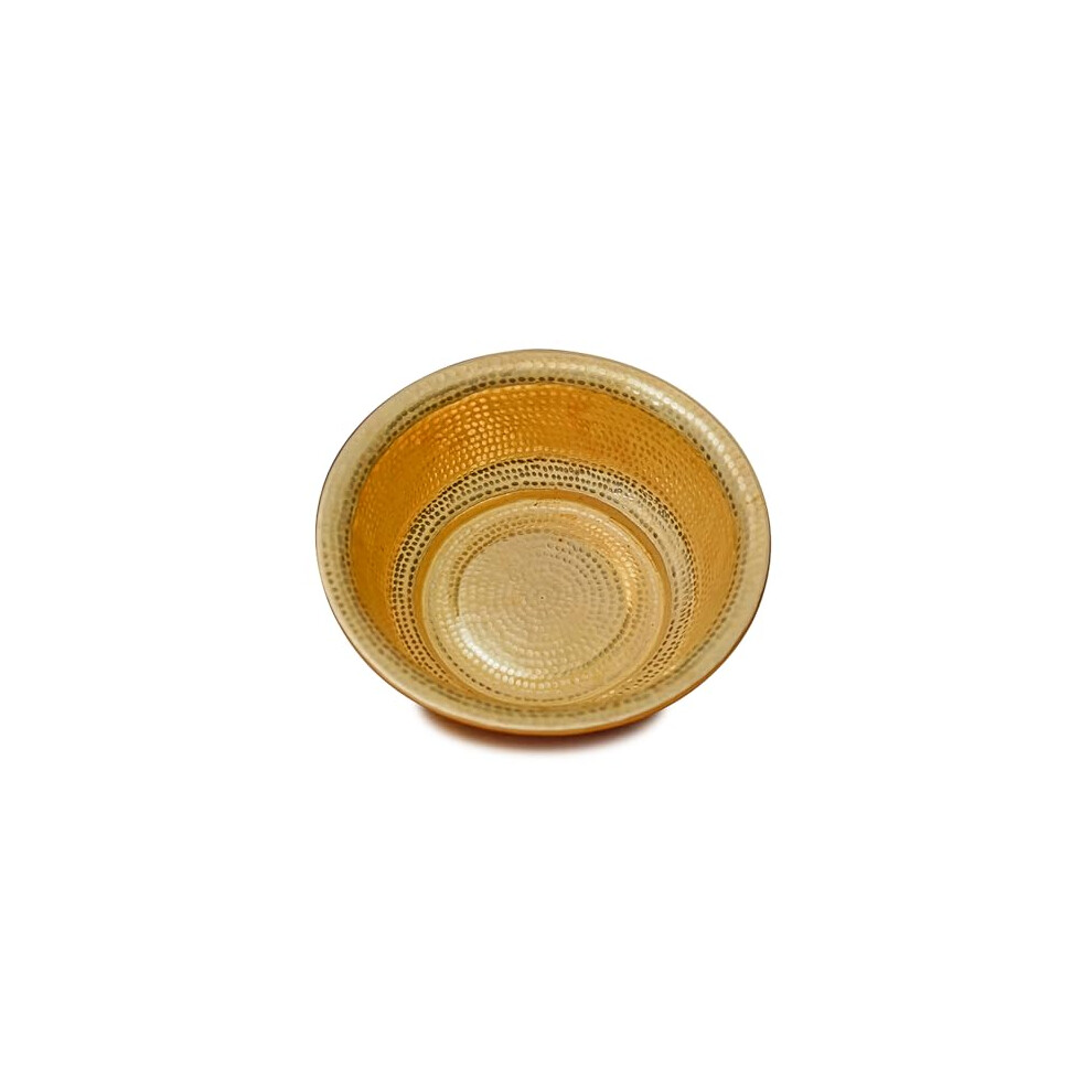 Yellow Hand Hammered Copper Pedicure Bowl 15 Inch Handcrafted Foot Soak Basin For Home Spa And Salon