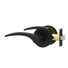 Matte Black Door Lever Handle Set, Reversible NonLocking Modern Style for Hallway and Closet