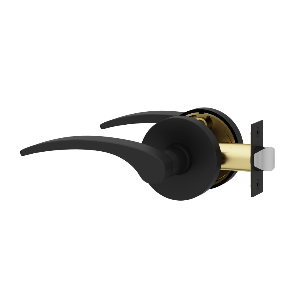 Matte Black Door Lever Handle Set, Reversible Nonlocking Modern Style For Hallway And Closet 9045646740409