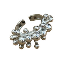 Metal Bead Ring Adjustable Size Ring Elegant Statement-Silver