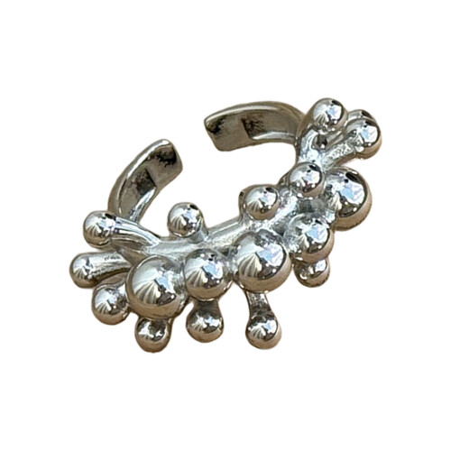 Metal Bead Ring Adjustable Size Ring Elegant Statement-Silver