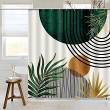 Boho Abstract Sun Waterproof Shower Curtain Mid Century Modern Bathroom Decor with 12 Hooks 88x210cm