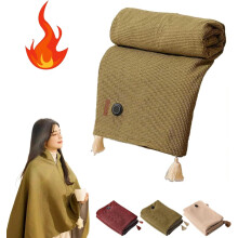 USB Heated Shawl for Women with 3 Heating Levels, Soft Zipper Electric Blanket Wrap in Green