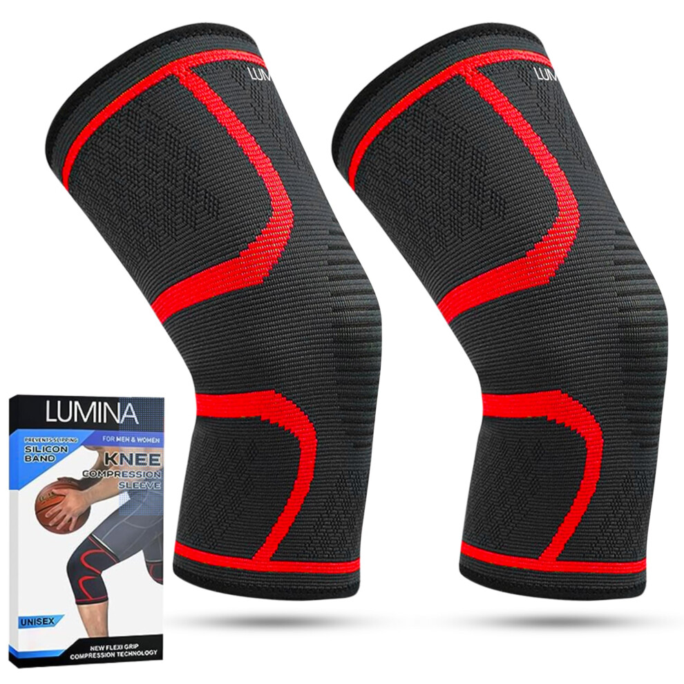 2 Pack Knee Compression Sleeve for Pain Relief and Support, Knee Brace for Meniscus Tear Recovery