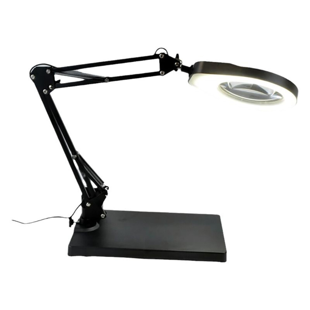 Light Magnifying Lamp With 10X Real Glass Lens, Adjustable Led Arm Desk Magnifier For Reading And Crafts