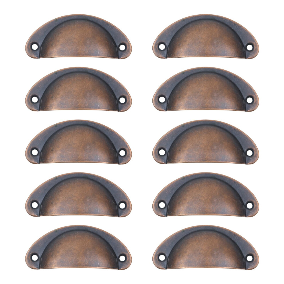10 Pack Red Bronze Shell Cabinet Cup Handles Antique Drawer Pulls For Dresser And Kitchen Furniture 9351714935357