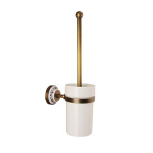 Vintage Brass Toilet Brush with Holder, Disposable Design Metal Set for Bathroom Cleaning