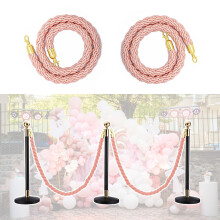 Pink Stanchion Rope with Gold Hooks 3.3ft, Elegant Braided Crowd Control Barrier Rope for Weddings and Parties
