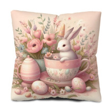Pink Bunny Pillow Cover Set of 2 BZT432, Soft Touch Fabric, HolidayThemed Decorative Cushion Cover