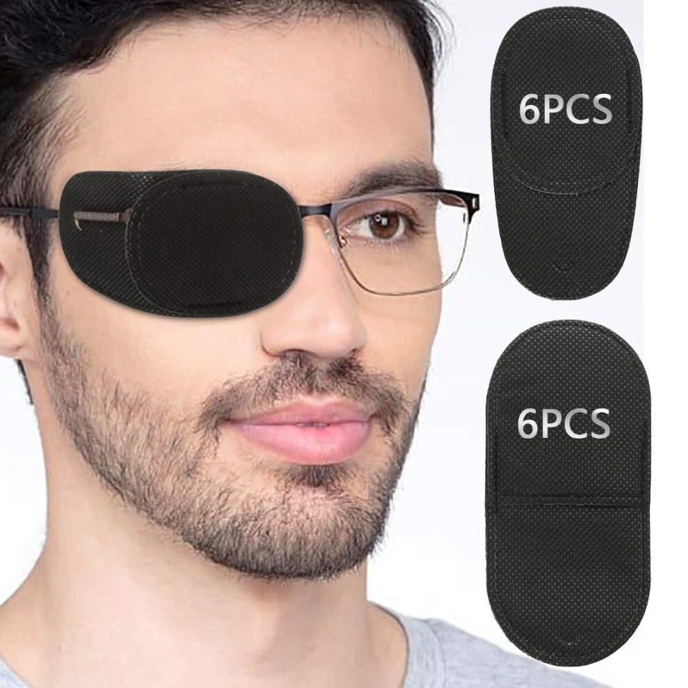 Black 12Pcs Eye Patch For Glasses Lazy Eye Treatment For Adults And Kids Reusable Design