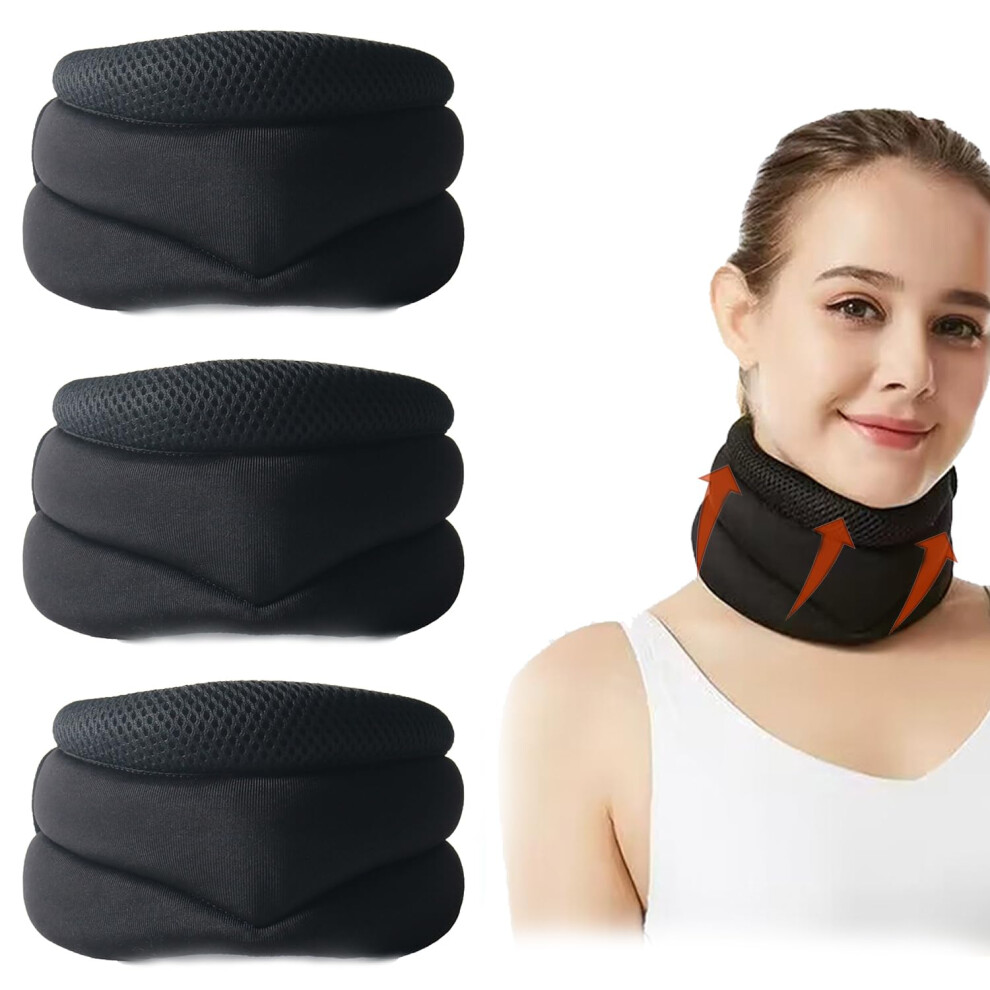 Neck Brace for Pain Relief and Posture Correction, Adjustable Cervical Support with Memory Foam, 3Pcs