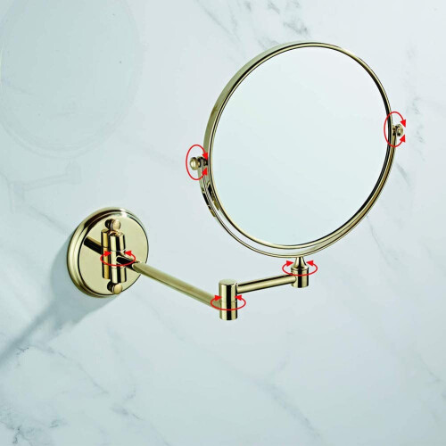 8 Inch Wall Mounted Makeup Mirror 3X Magnifying Double Sided 360 Swivel Foldable Titanium Finish 2