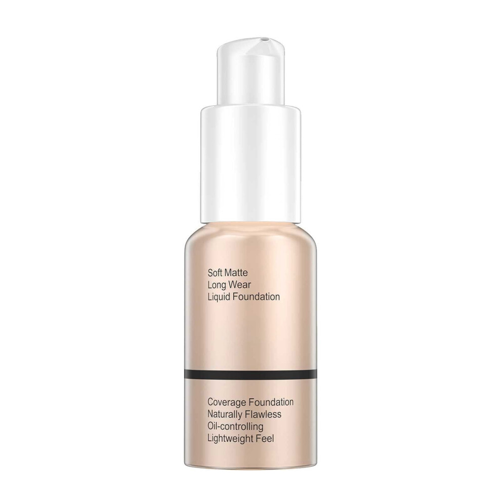 Full Coverage Liquid Foundation 30ml for Oily Skin, Long Lasting Matte Finish, Brightening Smooth Makeup