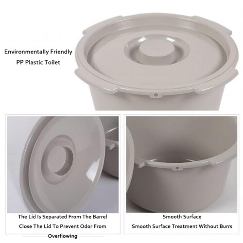 Commode Bucket Replacement Size A with Leakproof Lid, Durable Plastic Chamber Pot for Elderly 2