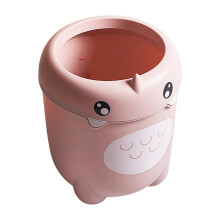 Pink Dinosaur Kids Trash Can with Lid, Cute Small Garbage Bin for Children's Room, Compact and Safe