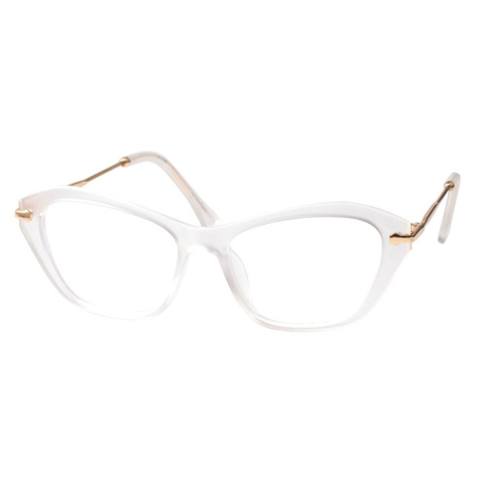 Women's Cat Eye Reading Glasses +2.75 Transparent Frame with Clear Vision Magnification and Lightweight Alloy Arms