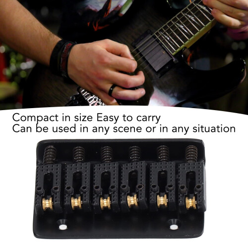 Electric Guitar Bridge 6 String 65mm Black Glossy Tailpiece Stable Tuning Durable Metal 2