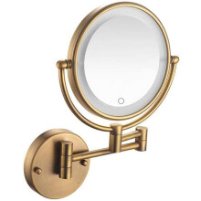 8 Inch LED Bathroom Mirror Wall Mounted Makeup Mirror 3X Double Sided Lighted Vanity Mirror with 360 Swivel and Antique Copper Finish