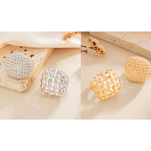 Bagues de mode réglables 2 pièces, avec un Design-Couleur or 1