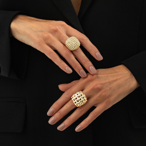 2Pcs Chic Adjustable Rings Lightweight Comfortable-Gold-color 2