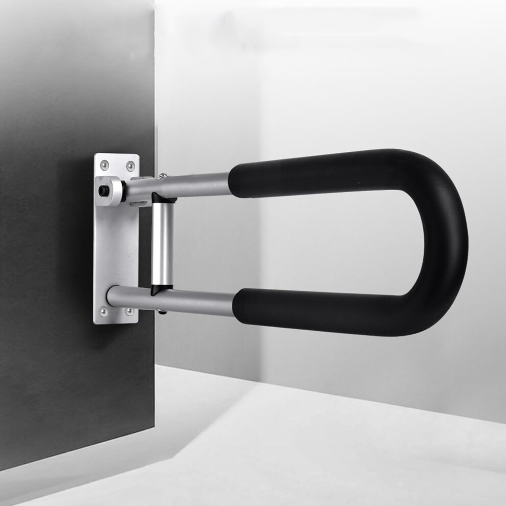 Flip Up Handicap Grab Bar for Toilet, 23.6 Inch Foldable Bathroom Safety Rail with NonSlip Foam Grip and 264lbs Load Capacity