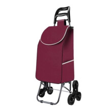 Foldable Stair Climbing Grocery Cart with Large Capacity Detachable Bag and Ergonomic Handle Red