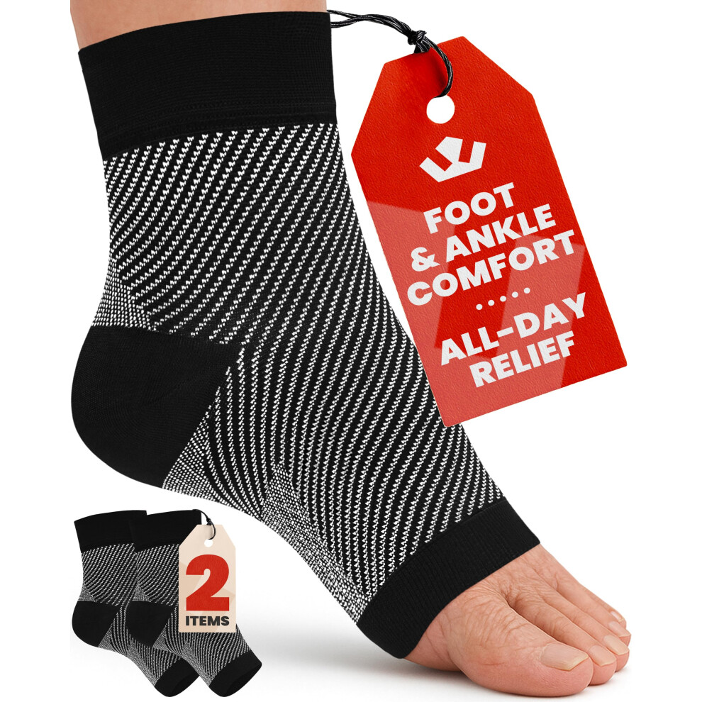 Black/White Ankle Compression Sleeve 2030Mmhg Toeless Support Socks For Plantar Fasciitis Pain Relief M And