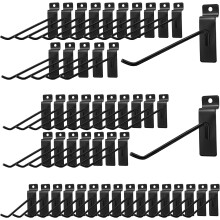 48pcs Black Metal Slatwall Hooks Set 4 6 8 Inch Heavy Duty MultiLength for Garage Retail Display