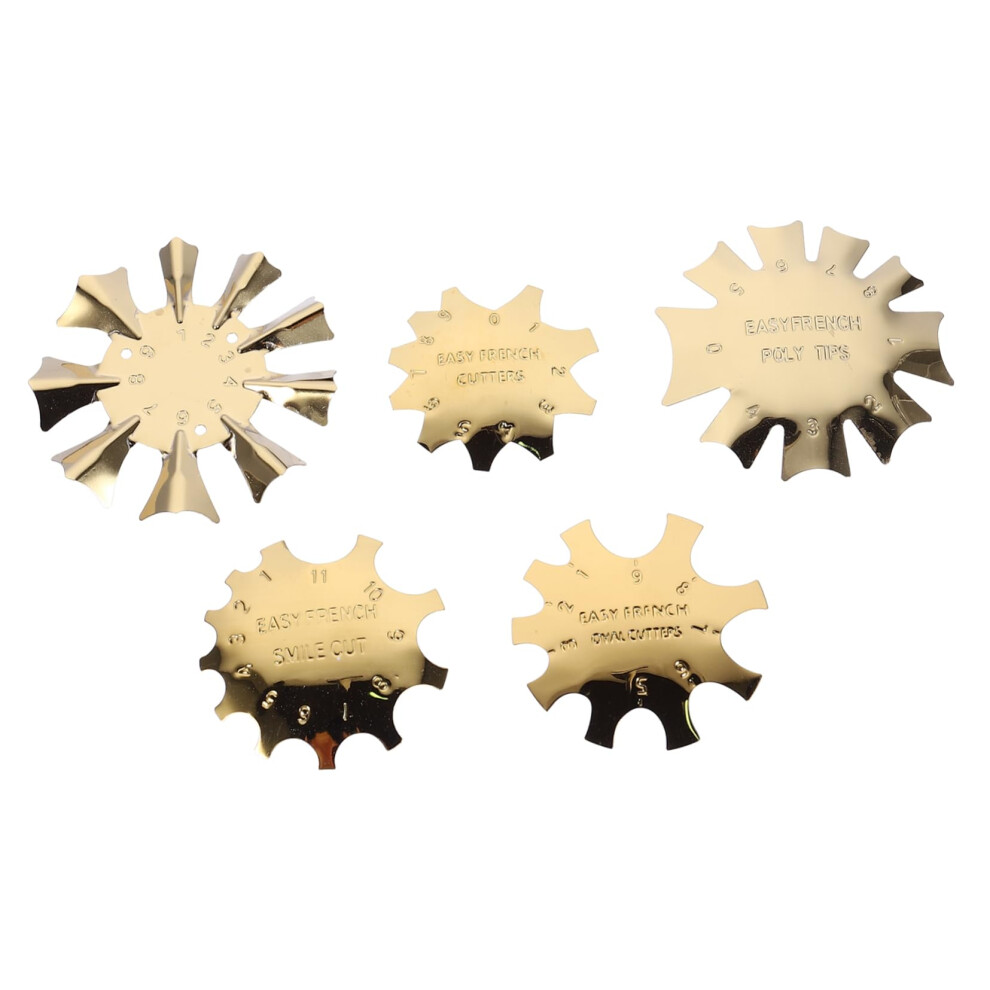 5pcs Stainless Steel French Nail Template Set, Precise Reusable Cutter for Salon Manicure
