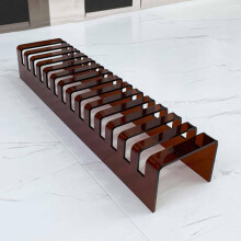 Large Format Tile Display Rack with 14 Slots, Durable Brown Acrylic Tile Organizer for Desktop Trade Show