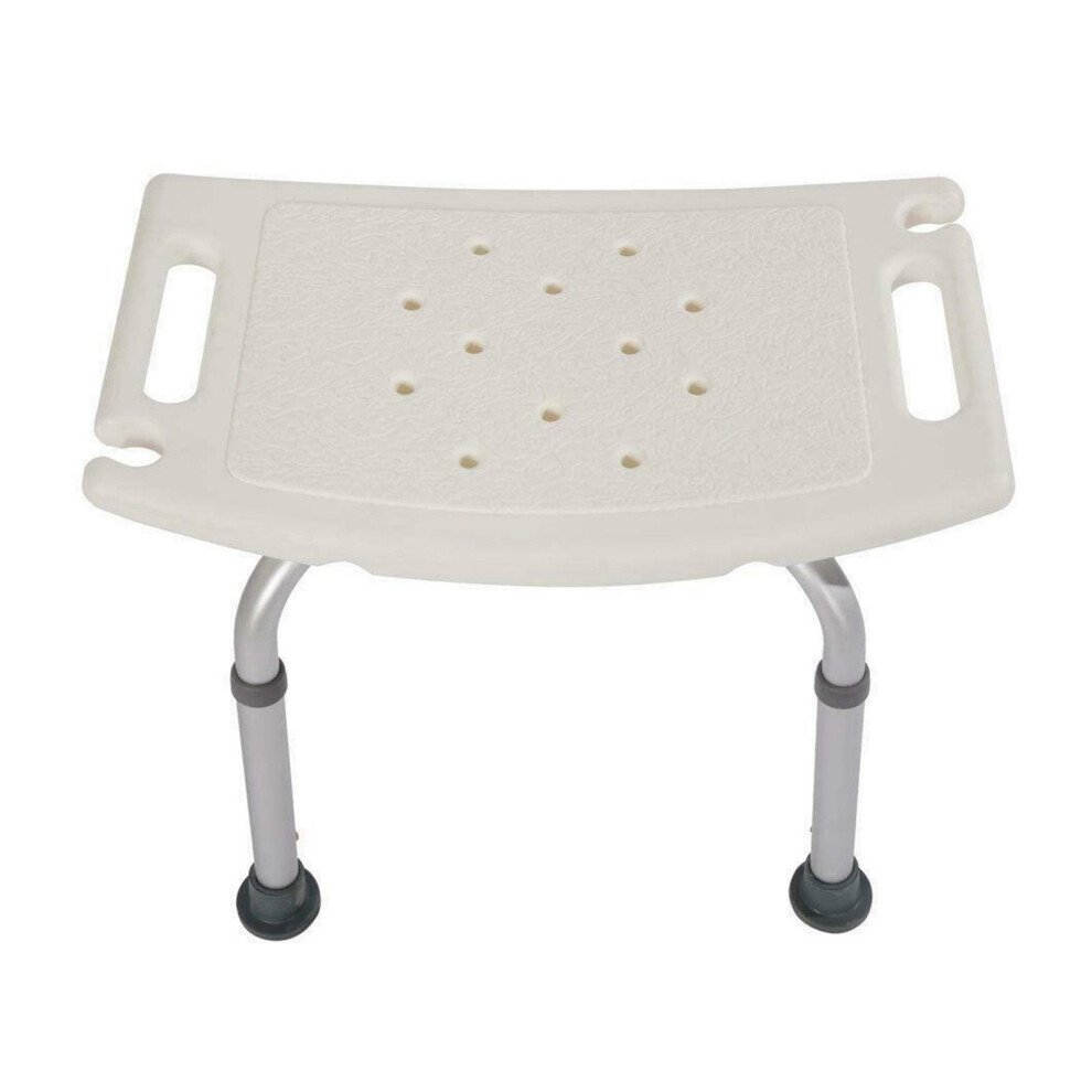 White Height Adjustable Shower Chair For Elderly, Aluminum Bath Stool With Antislip Drainage Seat,